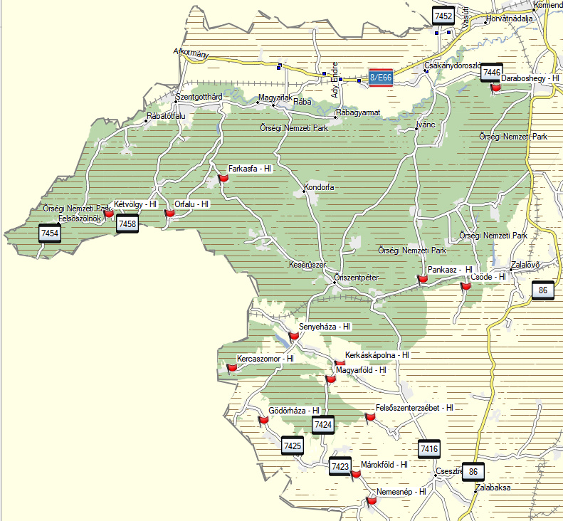 A Haranglábak az Őrségben és környékén túramozgalom térképvázlata